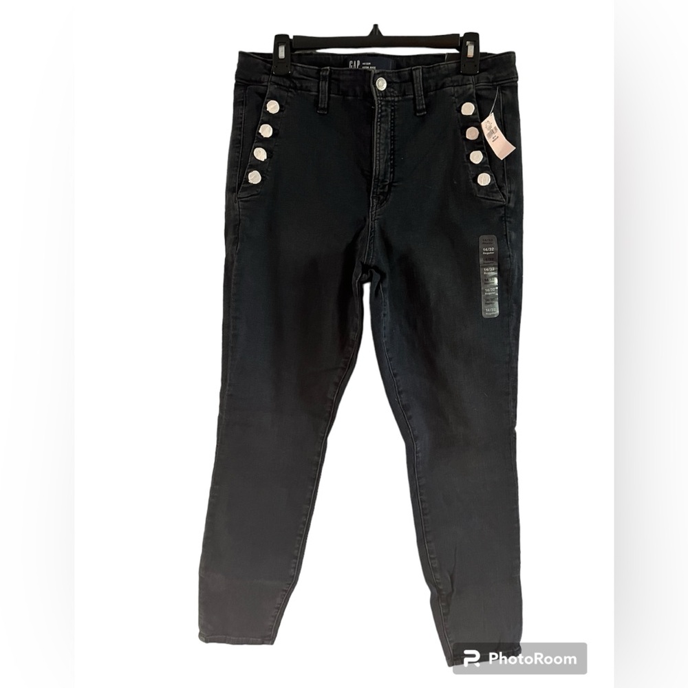 Gap High Waist Black Jeans‎ Button Up